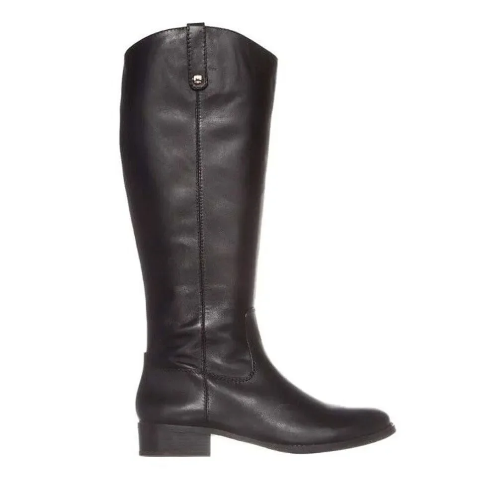INC Womens 7.5 M WC Black Fawne Zip Up Knee High Riding Boots NIB QL1